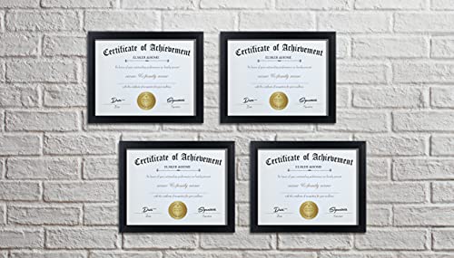 Elsker&Home 8.5X11 Picture Frame - Black Sturdy Wood Composite Certificate Frame - Semi-Tempered Glass - Includes Hanging Hardware And Desktop Easel - For Document/Diploma Frame (4 Pack) #TOP1
