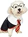 Impoosy Pet Halloween Dog Shirts Funny Cat Wizard Costume Cute Apparel Soft Clothes with Glasses (Large,Neck:18