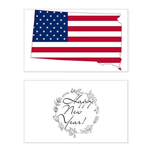 Tarjeta conmemorativa de año nuevo estilo South Dakota y estrellas