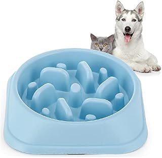 Vealind Dog Slow Feeding Bowl for Medium & Small Dogs, Slowing Down Eating Speed Preventing Obesity Pet Healthy Feeder Bowls (Blue)