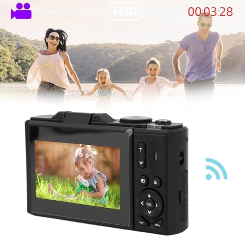 4K 64MPデジタルカメラ、UHD 18倍ズームオートフォーカスコンパクトデジタルカメラ、3インチフリップスクリーン付き、ビデオブ