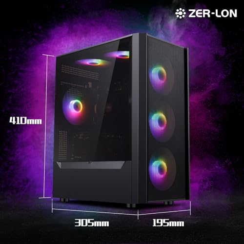 Image of ZER-LON Gaming PC Desktop Computer, Intel Core I5-9400F up to 3.9 GHz, GTX 1050Ti 4G, 16G DDR4 RAM, 1TB NVME SSD, WiFi 5.0, Prebuilt Gaming PC Tower Computer with RGB Fan x 6