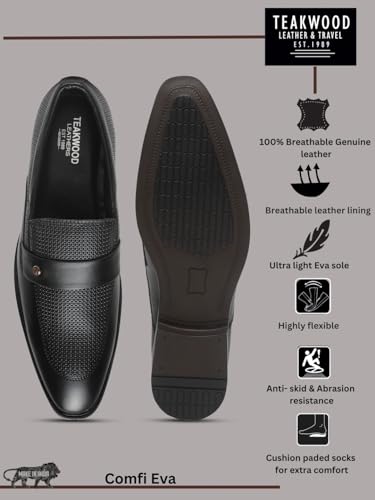 Image of TEAKWOOD LEATHERS Mens's Textured Leather Flexible 360 Moccasins, Stylish Classy Leather Shoes for Men