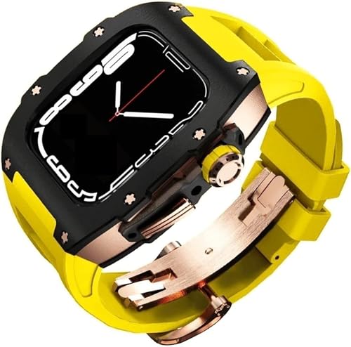 Coque protection Apple Watch titane anti-choc avec bracelet caoutchouc fluorescent EZZON