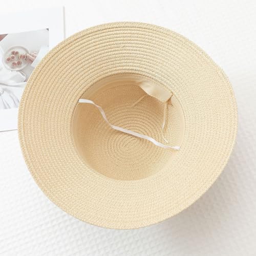 GSHLLO Bowknot Beach Straw Sun Hats Wide Brim Roll up Hat Foldable Packable Summer Caps Travel Floppy Hat Outdoor Camping Hats Khaki2