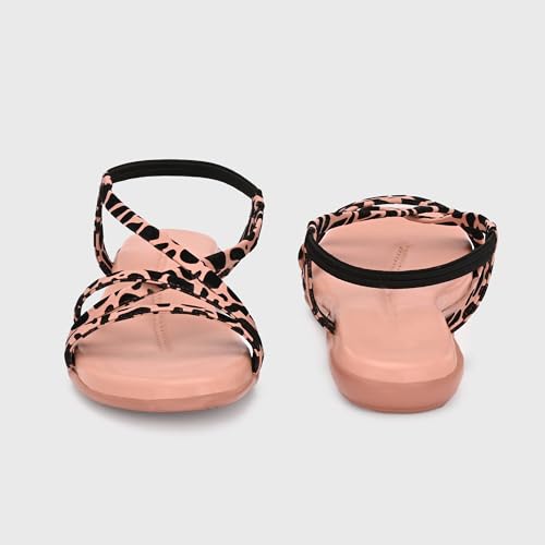 Image of Centrino Women's Sandals | Trendy Stylish Slip-On Open Toe Sandals for Ladies | Animal Print Cross Strap Comfortable Casual Flip-Flop Sandals | Lightweight and Durable Fashion Footwear(9328)