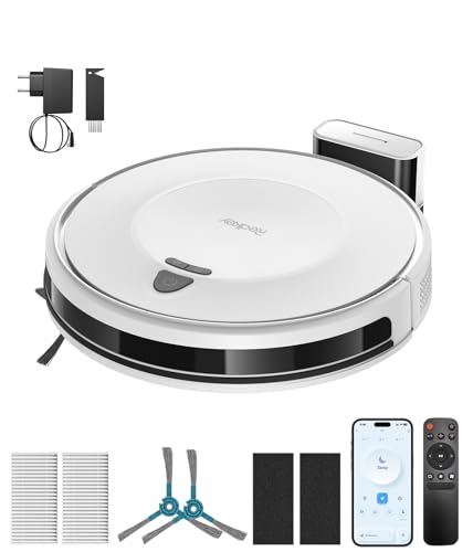 Redkey E6 Robot Aspirapolvere con 7000 Pa, Fino a 170 Min Autonomia, Navigazione Dinamica, Aspirapolvere Robot con Base di Ricarica, Telecomando e APP, Ideale per Peli Animali, Tappeti, Pavimenti Duri