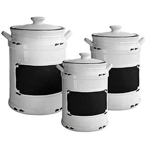 American Atelier 1562159-RB Vintage Canister Set 3-Piece Ceramic Jars Chic Design With Lids
