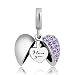 ShinyJewelry I Love You Heart Charm Dangle Synthetic Purple Crystal Bead for European Bracelet Necklace