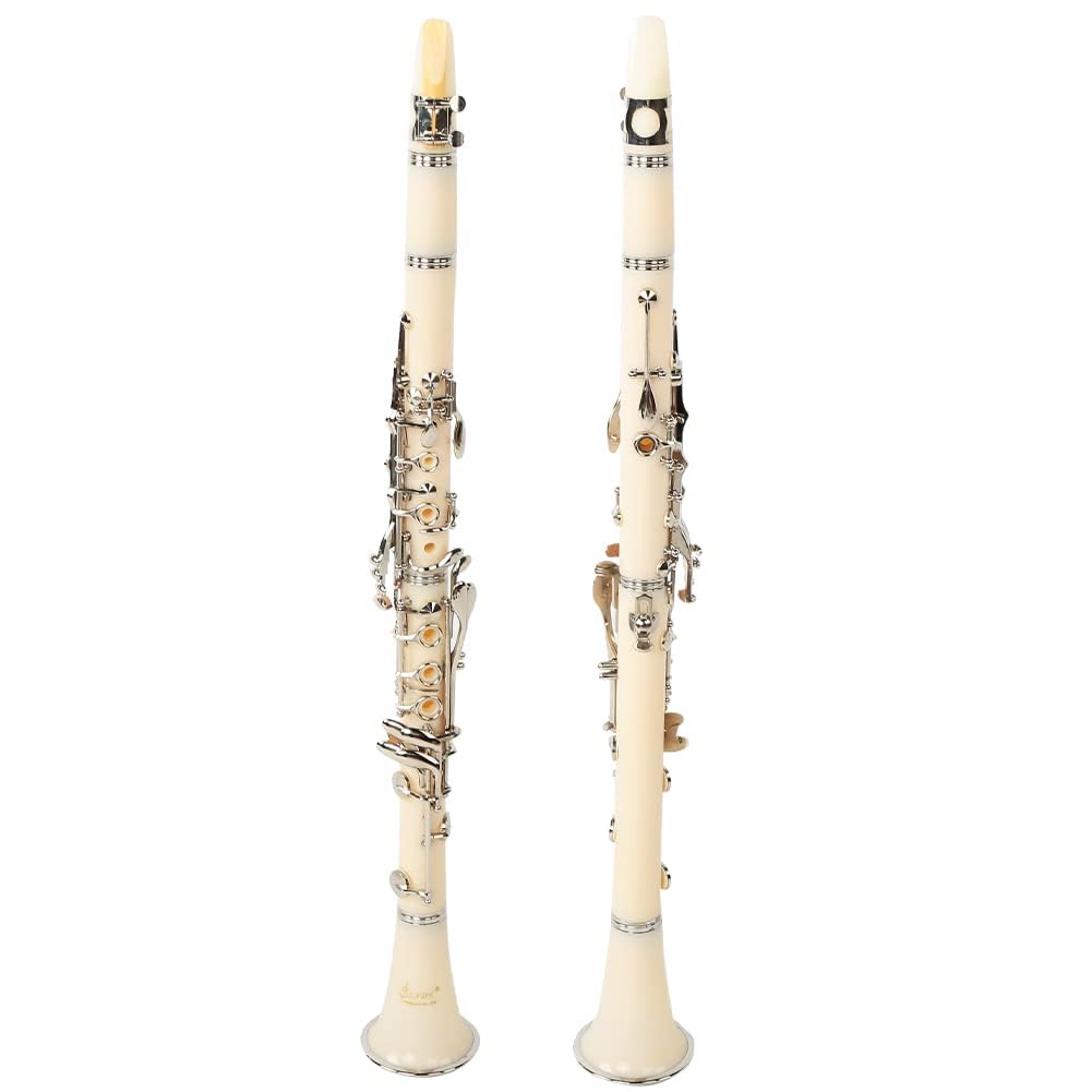 Alomejor Clarinetto a 17 Tasti con Tubo in Bachelite Premium Set di Pulsanti di Placcatura Aperture Precise per la Manutenzione (White)