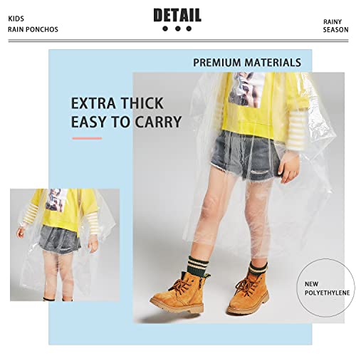 TUNCHMO Disposable Rain Ponchos 6 Pack for Adults/Kids/Family Set-50% Thicker Emergency Ponchos