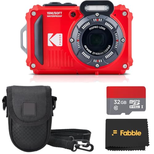 Image of Kodak PIXPRO WPZ2 Rugged Waterproof Shockproof Digital Camera 16MP 4X Optical Zoom 1080P Full HD Video, 2.7 inch LCD (Red) Bundle with Camera Case, SanDisk 32GB microSDHC Card (4 Items)