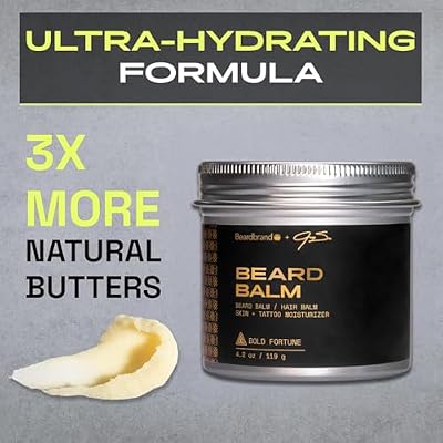 Beard Balm for Men - Travel Pack - Supports Thicker Beard, Bold Fortune Scent, Natural Ingredients Butter Reduces Dryness & Enhances Look - 4.2 oz