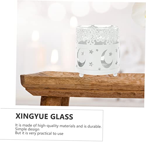 GOOHOCHY Xingyue Glass Candle Holder Para De Mujer Interior Dollhouse Couch Wedding Candle Holders Tea Light Candle Holders Glass Tea Cup Decorate Wrought Iron Paint White European Style