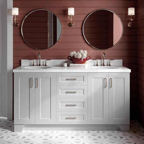 ARIEL Taylor 67" Grey Double Vanity, 1.5" Edge Pure White