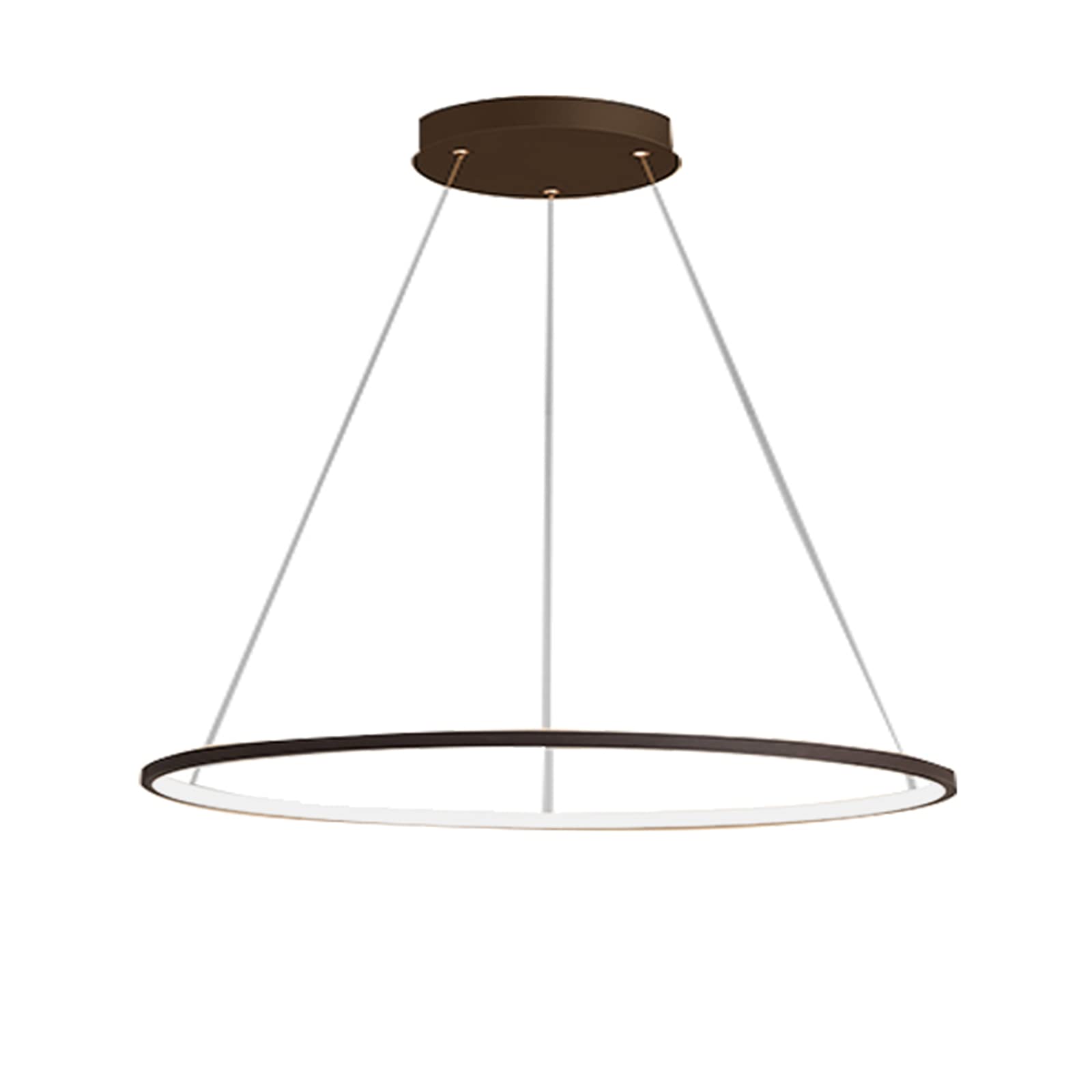 Lámpara LED moderna colgante de techo anillo aluminio 60 cm café 34 W, regulable 3000 K-6000 K 10-15 m² Iluminación interior diseño elegante ajustable 1,5 m, lámpara de techo