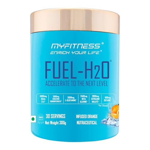 Image of Myfitness Fuel H2O | Preworkout Supplement For Men And Women | Most Powerful Non Caffeine Pre Workout | 300g | 30 Servings | Infused Orange