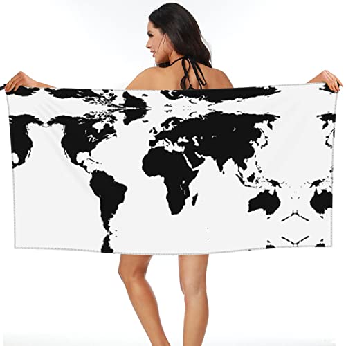 Koolr World Map Printing Bath Towels Beach Towel High Absorbent Quick-Dry,For Bathroom,Pool,Gym,Yoga,Camp #TOP6