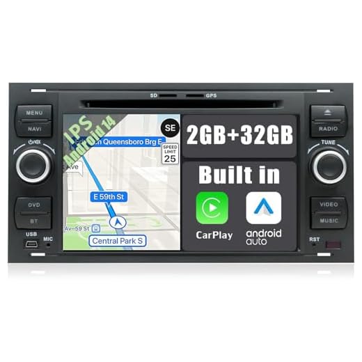 YUNTX Android 10 Dubbel Din bilStereo Passar för Ford FOCUS/MONDEO/S-MAX/CONNECT (2005–2007) - med GRATIS bakre kamera - 2GB/32GB - support GPS / DAB / Bluetooth 5.0 / WIFI / USB / SWC / CarPlay