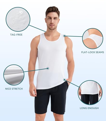 DAVID ARCHY Men's Tank Top Undershirt Micro Modal Undershirts Moisture-Wicking Tank A-Shirt for Men, 3-Pack4