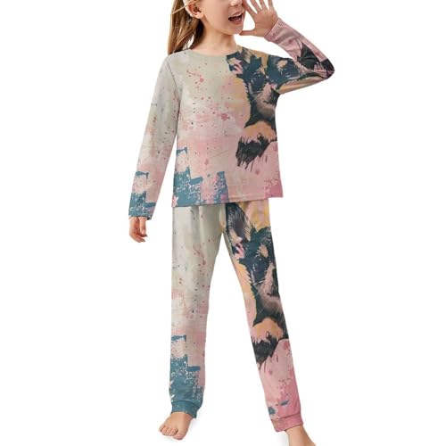 Chihuahua Dog And Paw PrintChildren's Pajama Set Round Neck Long Sleeve Top + Pants Two-piece Set120CM