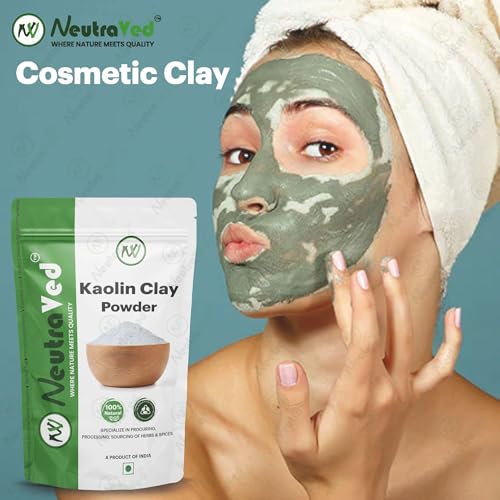 NeutraVed Kaolin Clay Powder - 200g | Natural, Chemical-Free Face Pack & Skin Care | China Mitti that May help Acne & Blackheads - 200 Grams