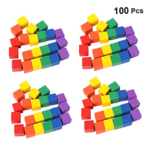 Toyvian 100 Pçs Cubo De Madeira Artesanato Pequeno Cubo De Madeira Pequeno Bloco DIY Cubo De Madeira