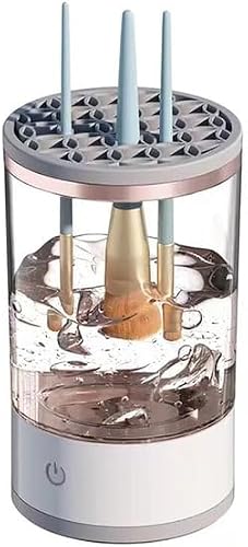 Electric Makeup Brush Cleaner with Drying Stand, Automatic | Spin Wash & Dry, USB Powered, Clear Bowl Design, Fits Multiple Brushes, Silicone Drying Mat