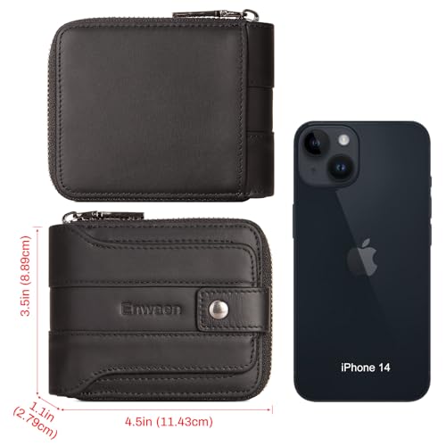 Zipper Wallets for Men, RFID Blocking Genuine Leather Bifold Zip Around Wallets Multi with Credit Card Holder3