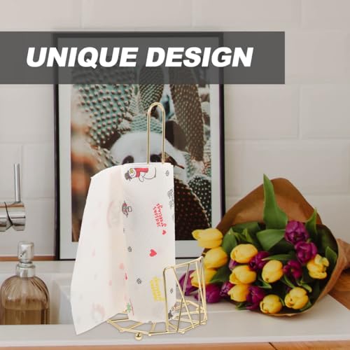Soporte de papel de cocina dorado ABOOFAN de hierro para encimera 3