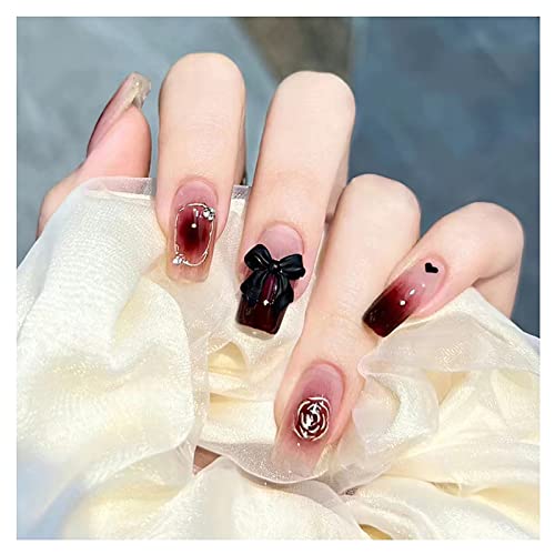 ドミ屋 ネイルチップ 24枚入ショート 夏人気 和風 かわいい シンプル おしゃれ 成人式 入学式 卒業式 結婚式 パーティー 花嫁ネイル 日常生活に使用できます 両面テープ ウッドスティック ネイルファイル付き (Z570)