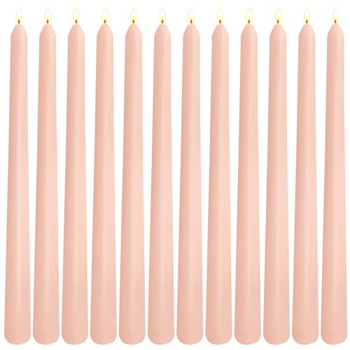 12 Pack 10 inch Soft Peach Taper Candles...