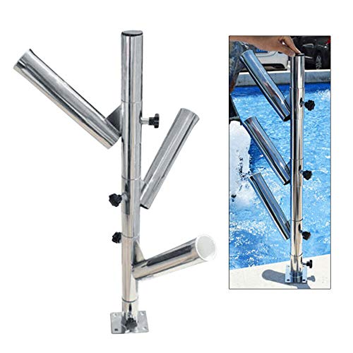Stainless Steel 316 Fishing Rod Rack Adjustable Vertical Bird Tree 3 Fishing Rod Holder Tube 3 Trident Outrigger Stylish Fishing Pole Pod HolderBracket Socket Rack W/Base