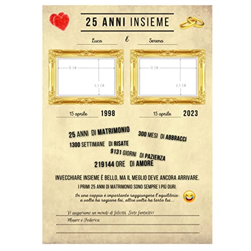 25 anni di matrimonio idea regalo biglietto auguri uomo donna per...