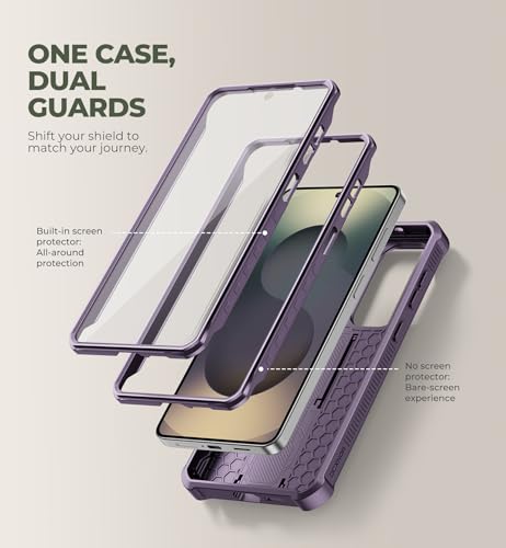 Image of Dexnor for Samsung Galaxy S26+ Plus Case with Upgraded Slide Camera Cover & 2 Front Frames & Built-in Screen Protector & Kickstand, Heavy-Duty Rugged Case Full-Body Protective Cover(2026),Purple