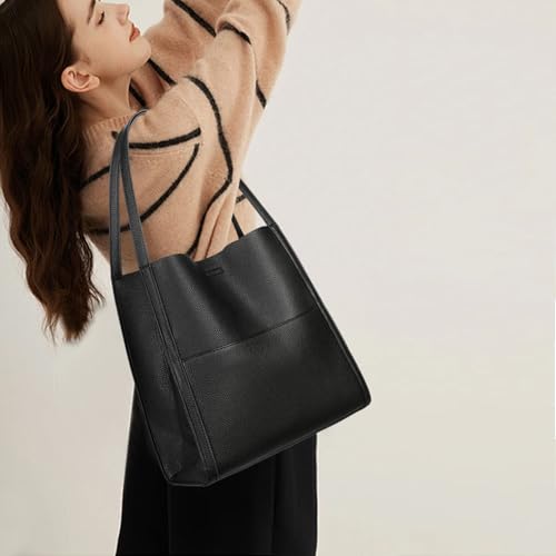 Bolsa tote grande de cuero vegano suave para mujer miniatura 3