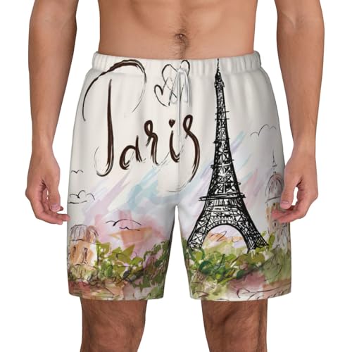 Short de bain pour le surf et la plage imprimé Tour Eiffel homme