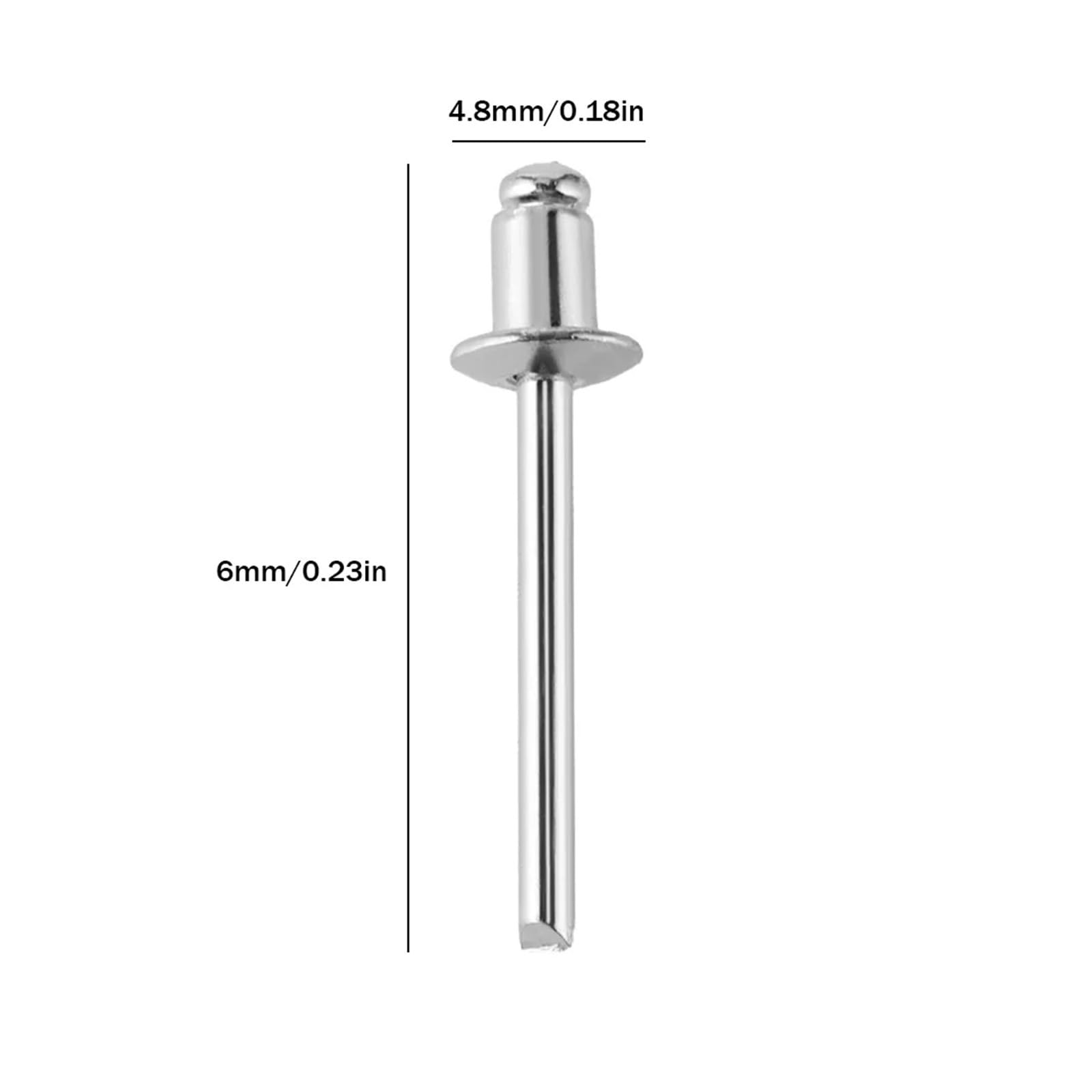 Rivets Aveugles en Aluminium 300-500 rivets aveugles à tête ronde en alliage d'aluminium 304, de 2,4 mm,8, for décoration et échappement(4.8mm,300PCS)