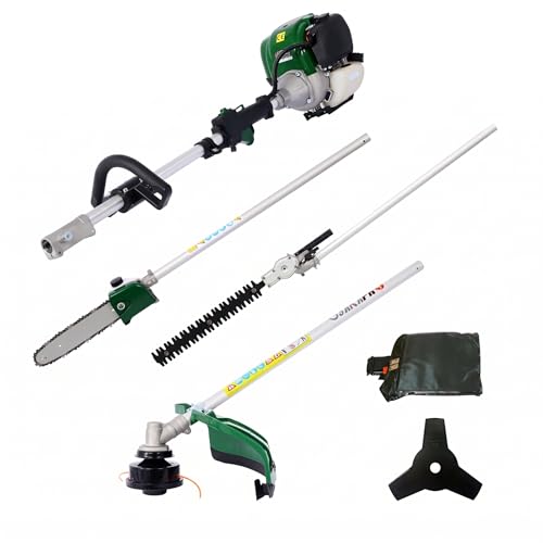 4-in-1 Multi-Functional Garden Tool System, 38CC 4-Stroke Gas Powered Pole Saw, Hedge Trimmer, Grass Trimmer and Brush Cutter, 31.7 lbs, Assembly Required