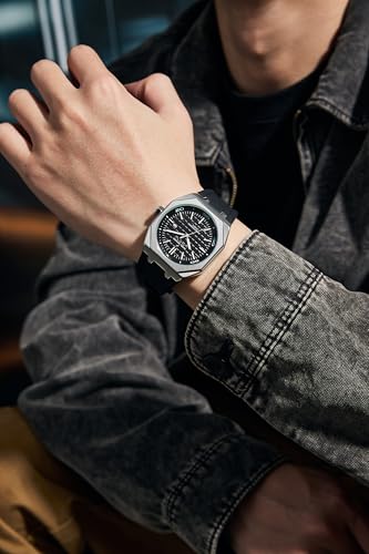 Image of Daniel Hechter Paris Monceau Collection Analoge Watch for Men with Textured Octagone Dial and Silicon Strap-DHM1008.