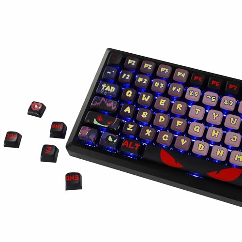 YMDK Evil Briquettes B Theme Keycap PBT+PC Top Print Side-lit Shine Through MDA Profile125 Keys Dye Sub Cool Custom Keycaps for MX Mechanical Keyboard