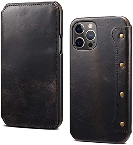 Étui en cuir iPhone 13 Pro idéal pour voyager léger grâce au clapet porte-cartes
