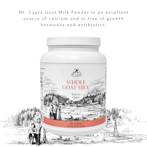 Mt. Capra Whole Goat Milk | Powder from Non-GMO, Grass-Fed Goats, Creamy, Great Tasting, Easy to Digest, A2 Milk | 40 Servings - 2.5 Pounds