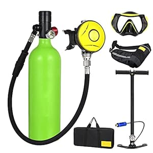 Scuba Tank, 1L Mini Herbruikbare Duiktankset, Draagbare Hervulbare Zuurstofcilinder met 15-20 Minuten Onderwater Duikuitrusting (Kleur: Zwart)