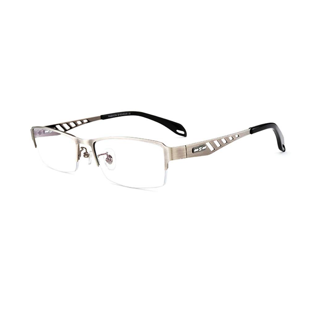 Progressive multifokale Lesebrille, rechteckige Lesebrille für Herren, Blaulicht-Schutzbrille, Brille mit nahezu doppeltem Verwendungszweck, 3-fach-Optik, hohles Design, Metallbrille mit Halbrand