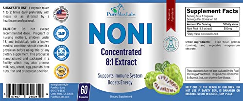 Yummyvite Noni Capsules - Concentrated 8:1 Noni Fruit Extract (Morinda Citrifolia) Equivalent To 4000Mg Noni Fruit - 60 Capsules #TOP4