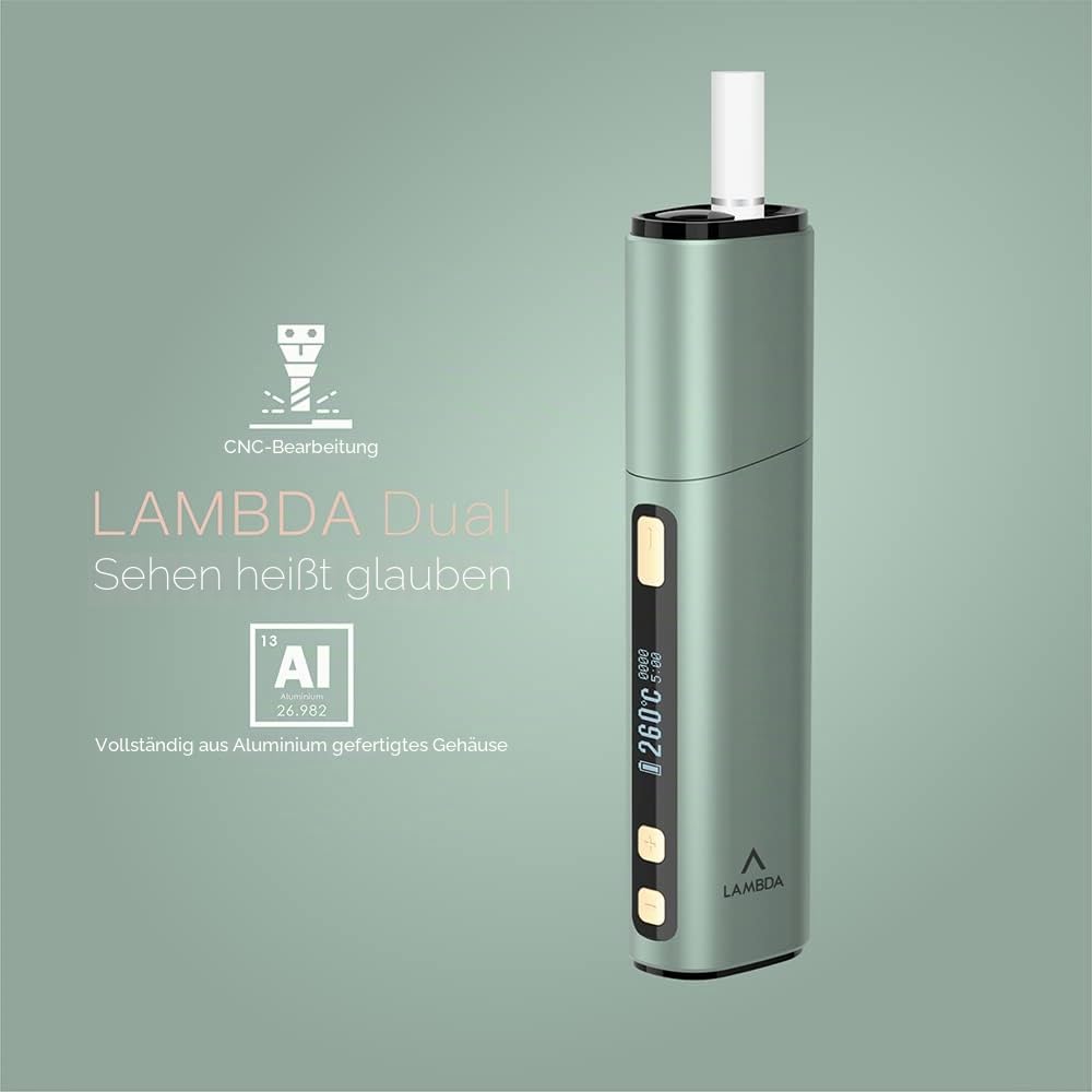 LAMBDA Dual Heat Not Burn Device 3200 mAh OLED Display Einstellbare Temperatur Heizung Grün