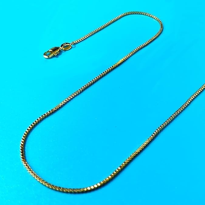 14K Real Yellow/White Gold Solid Box Link Chain Necklace with Lobster Claw Clasp, Jewelry Gift for Women or Men2