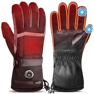 Hfshimlux Heated Gloves for Men Hand Warmers Rechargeable with 7 Hours Heating 3 Levels Temperature Control Waterproof Touchscreen Heated Gloves for Cycling Climbing Winter Warmth Keeping