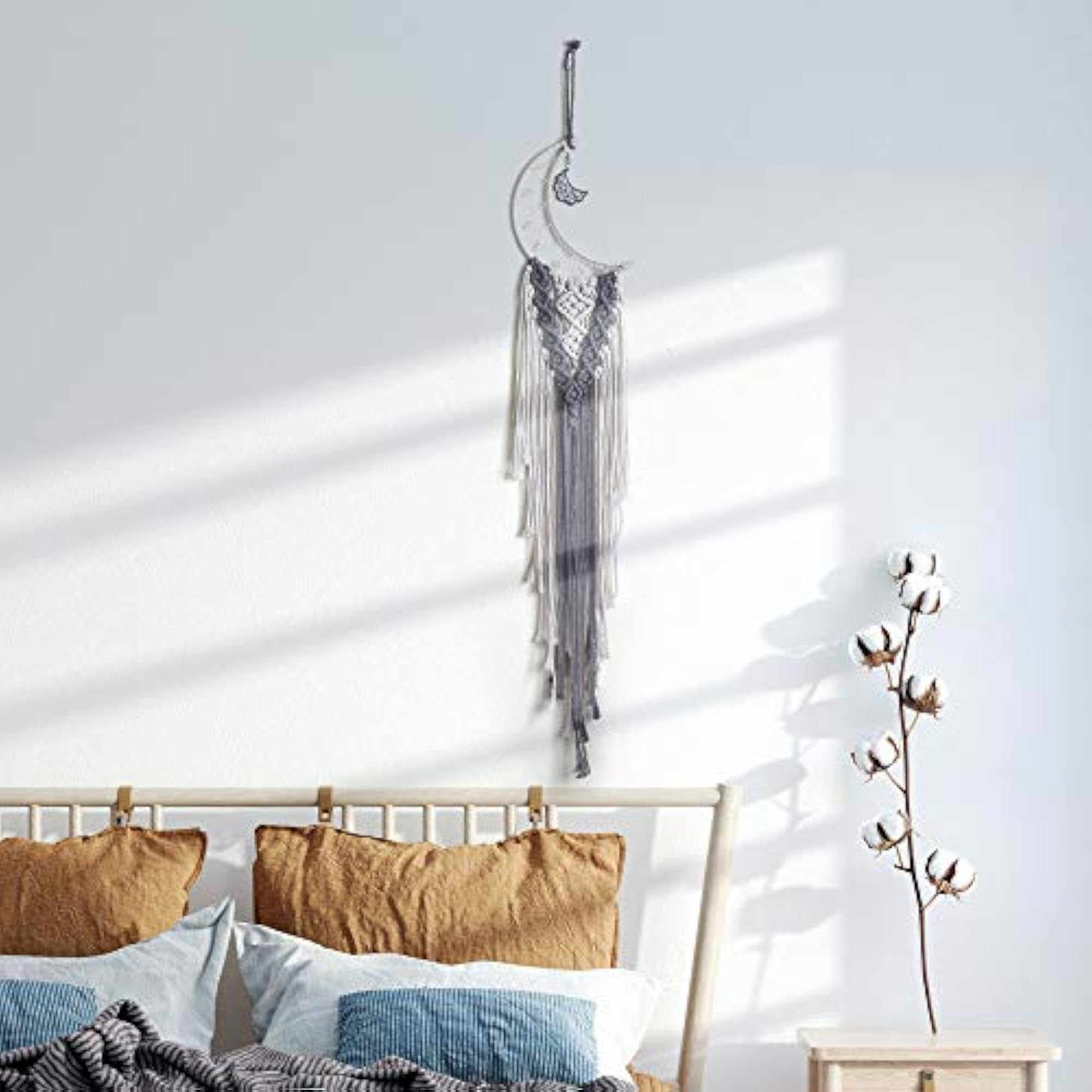 2PCS Moon Macrame Wall Hanging Boho Dream Catchers